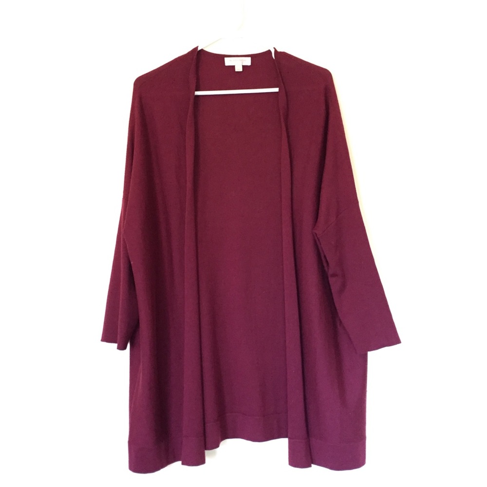 Nordstrom Silk/Cashmere Oversized Burgundy long Cardigan Sz S